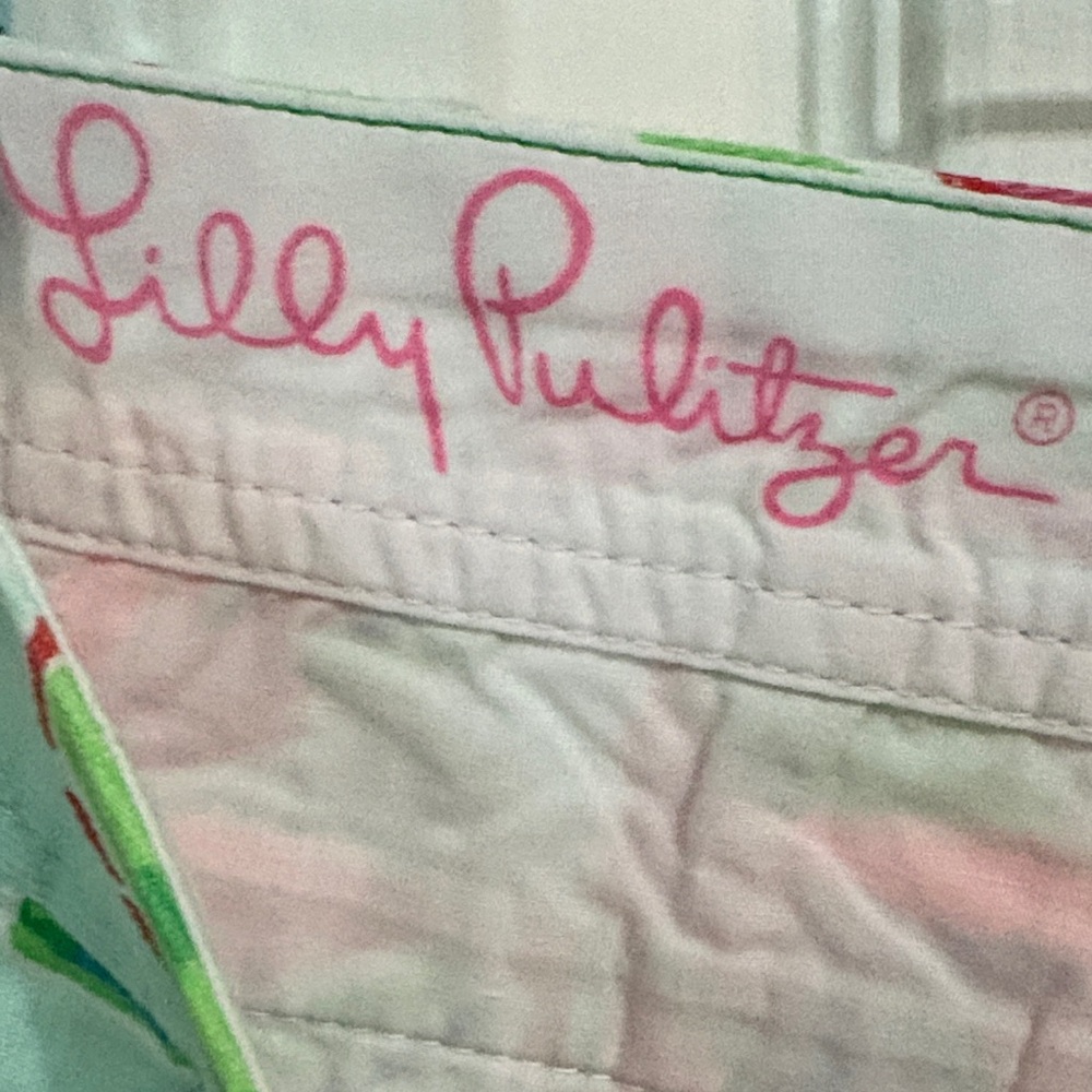 Lilly Pulitzer Women's Scallop Hem Printed Shorts - Mint with Pink & Green - Picture 2 of 9